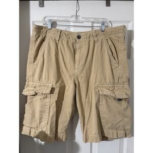 True Religion Trooper Cargo Shorts Khaki Beige Pockets Sz 36